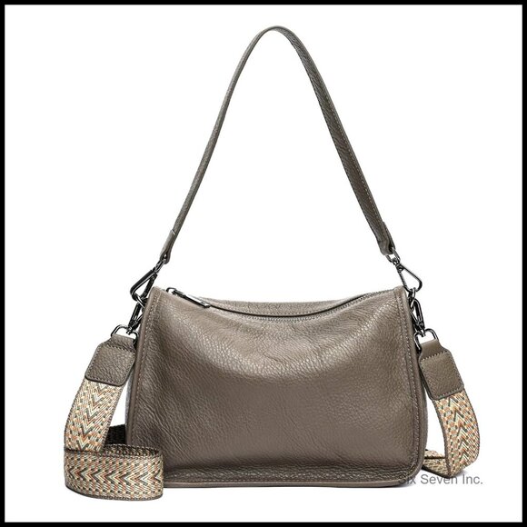 Handbags - Genuine Leather Crossbody Bag Lightweight Hobo Purse Adjustable Strap Elegant